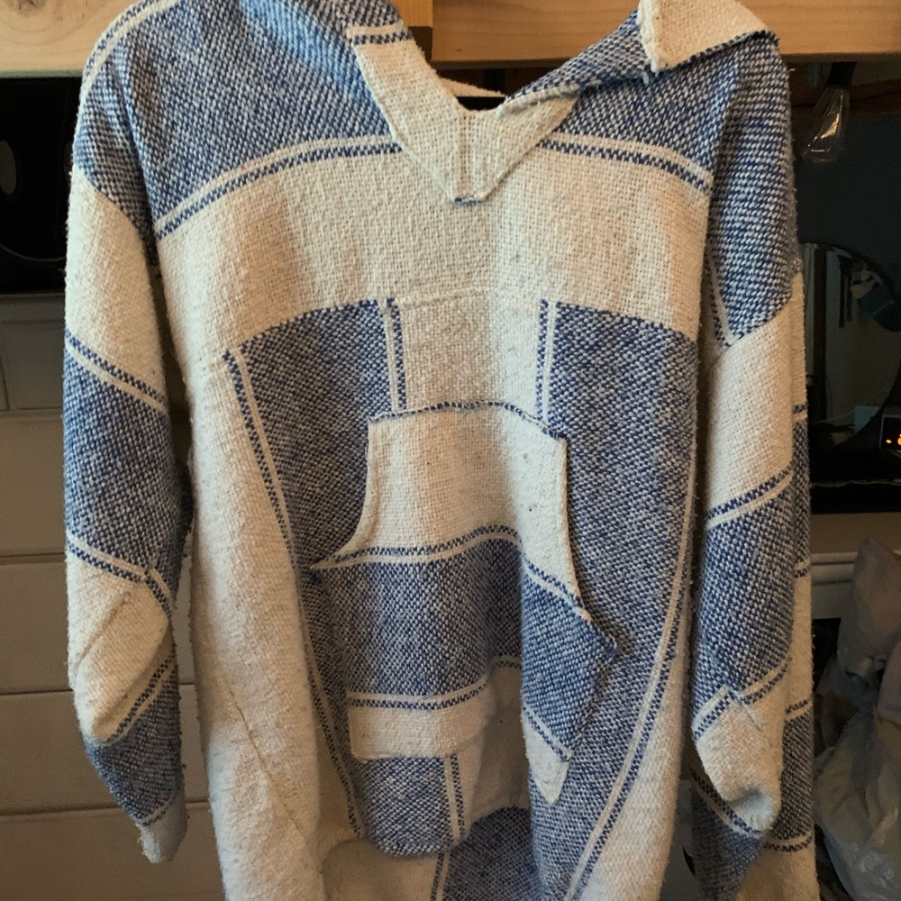 Blue & White Poncho